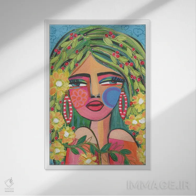 تابلو کودک گلگونهٔ بانوی گادایوا (شخصیت تاریخی) اثر برندا بوش - نمای قابدار سفید