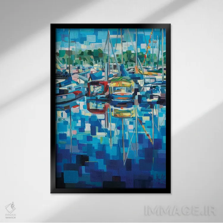 تابلو بدون عنوان (قایقها) اثر بروک بورچرباورگ - نمای قابدار مشکی