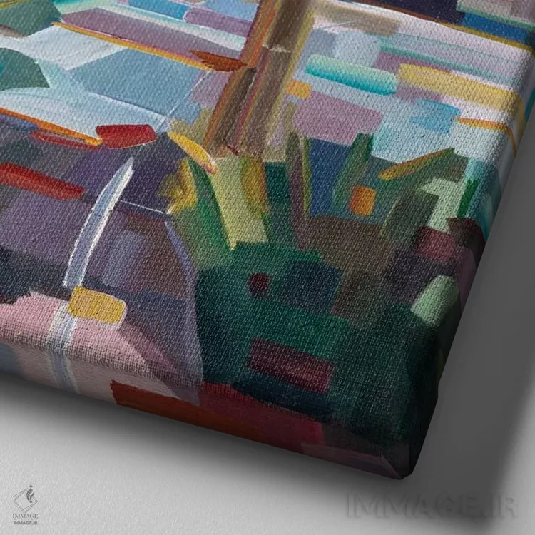 تابلو محلهٔ پاییزی اثر بروک بورچرباورگ - نمای نزدیک بافت بوم