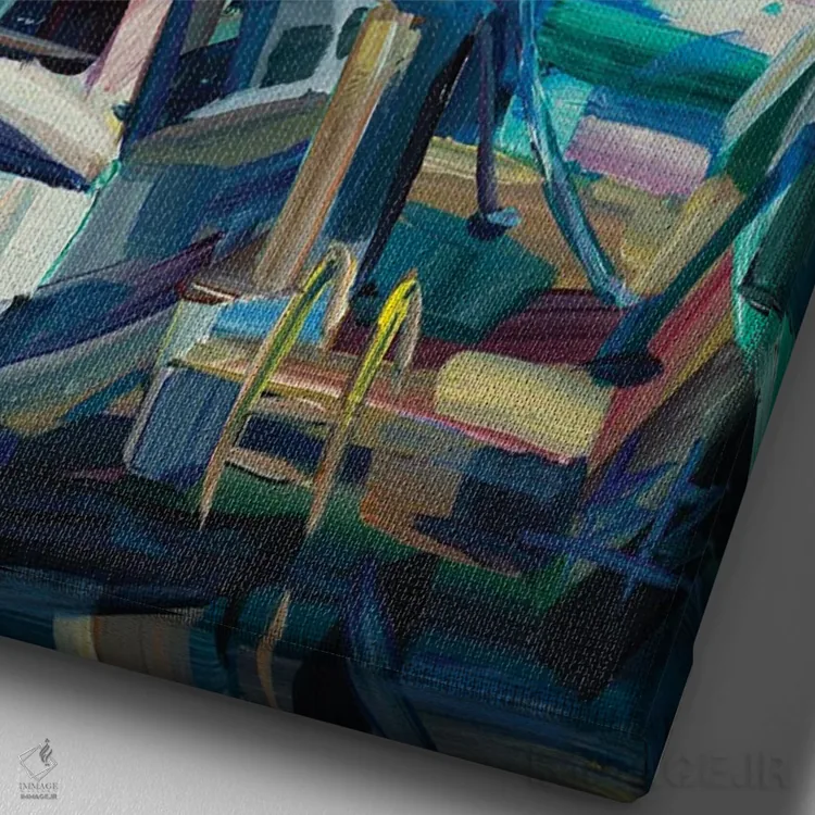 تابلو اسکلهٔ ادموندز اثر بروک بورچرباورگ - نمای نزدیک بافت بوم