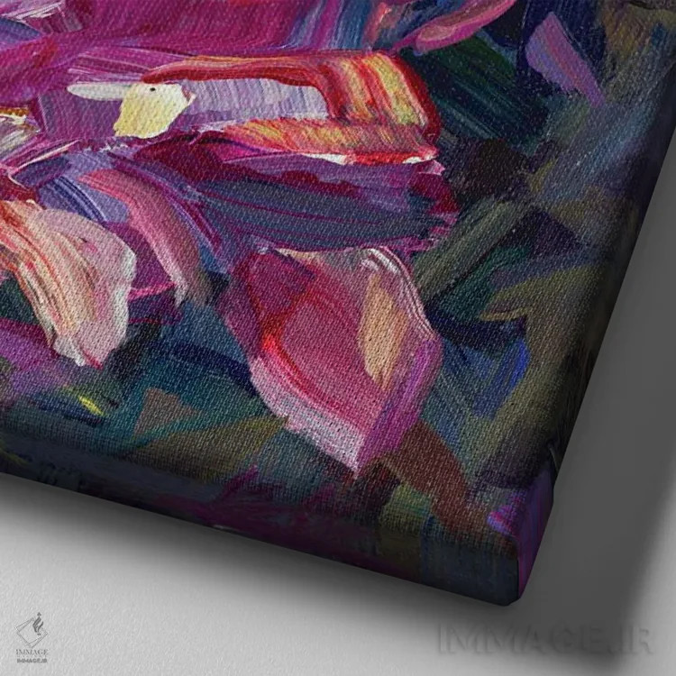 تابلو مگنولیای صورتی اثر بروک بورچرباورگ - نمای نزدیک بافت بوم