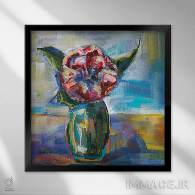 تابلو کاملیا (گل) اثر بروک بورچرباورگ - نمای قابدار مشکی