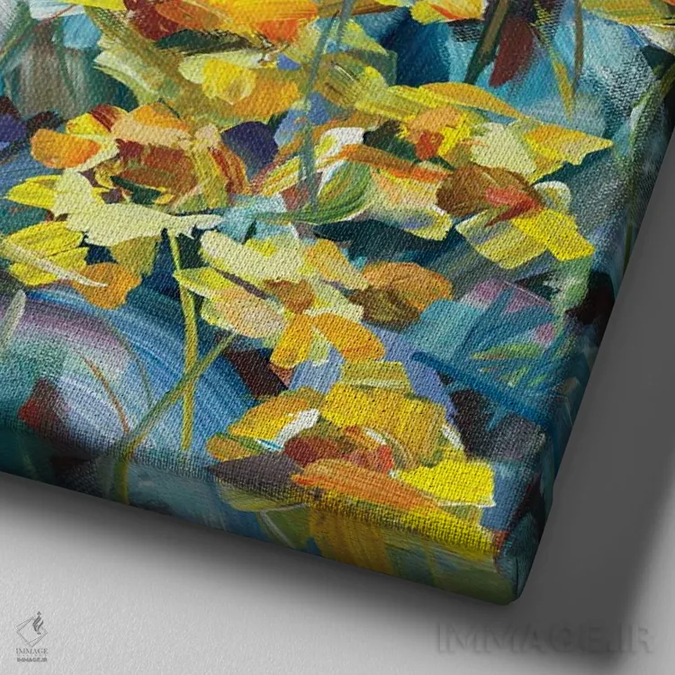 تابلو گلهای بیابانی اثر بروک بورچرباورگ - نمای نزدیک بافت بوم