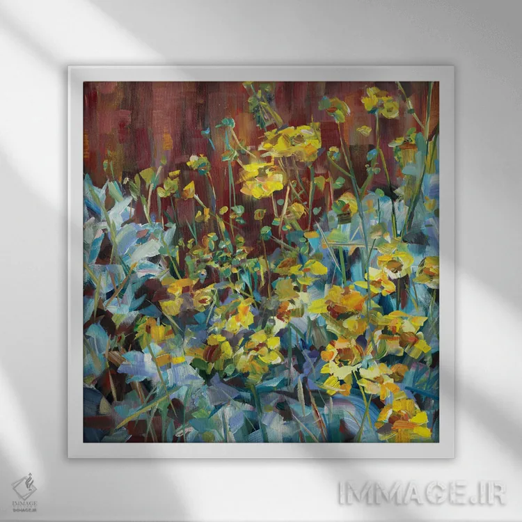 تابلو گلهای بیابانی اثر بروک بورچرباورگ - نمای قابدار سفید