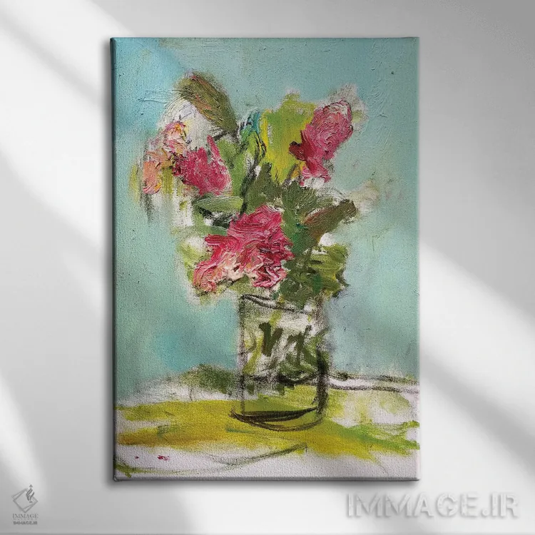 تابلو سوسن فیروزهای اثر بردفورد برنر - نمای روبهرو روی دیوار