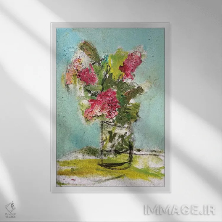 تابلو سوسن فیروزهای اثر بردفورد برنر - نمای قابدار سفید