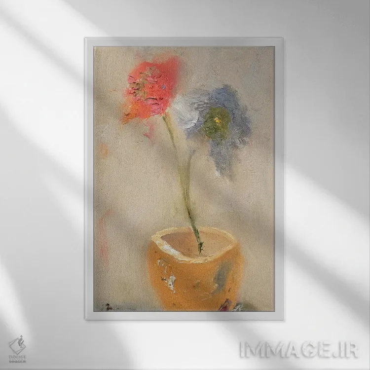 تابلو گلهای فنجانی اثر بردفورد برنر - نمای قابدار سفید