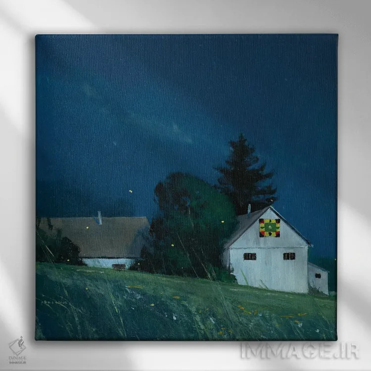 تابلو انبارهای دامنه و کرمهای شبتاب اثر بن بائر - نمای روبهرو روی دیوار