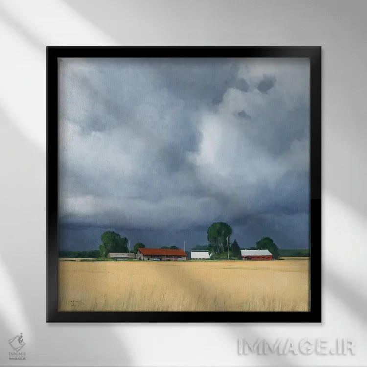 تابلو گندم و آبوهوا در شهرستان دور اثر بن بائر - نمای قابدار مشکی