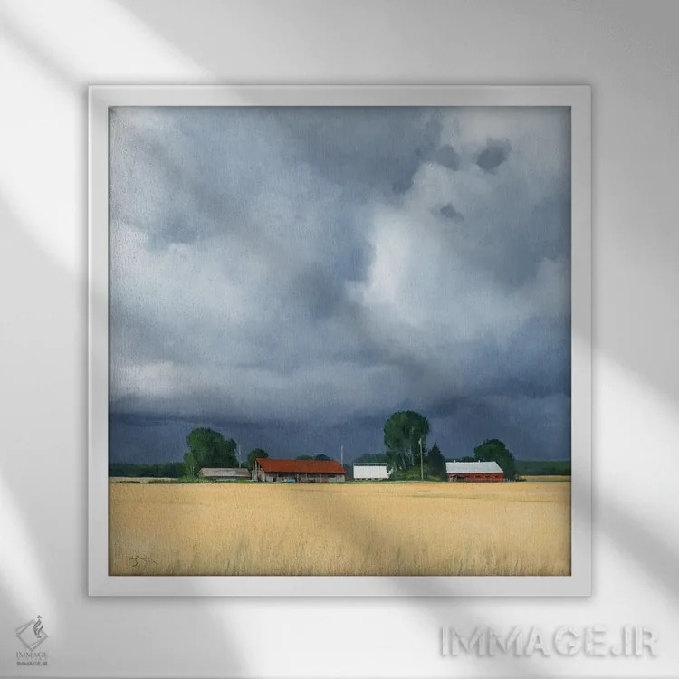 تابلو گندم و آبوهوا در شهرستان دور اثر بن بائر - نمای قابدار سفید