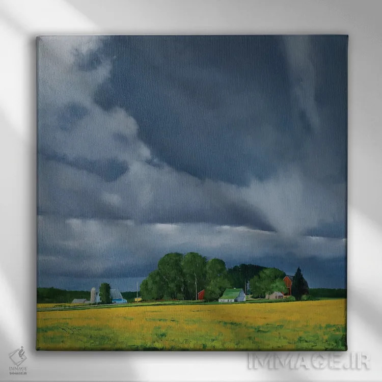 تابلو لوبیای سویا اواخر تابستان در الزورث، ویسکانسین اثر بن بائر - نمای روبهرو روی دیوار