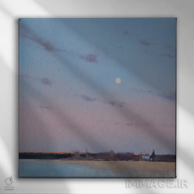 تابلو آخرین نور با طلوع ماه بر فراز درهٔ بهاری، ویسکانسین اثر بن بائر - نمای روبهرو روی دیوار