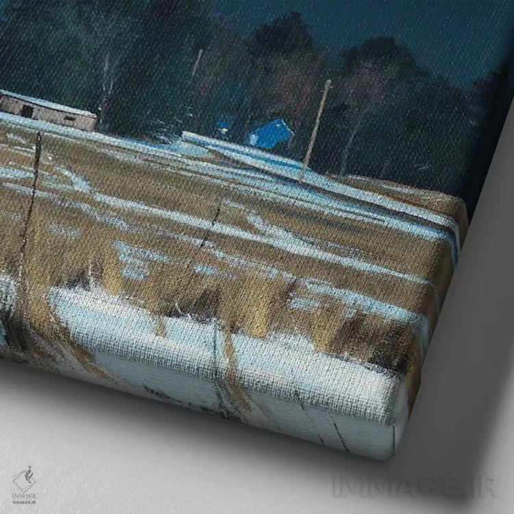 تابلو مزرعهٔ هوگو ساعت ۱ بامداد اثر بن بائر - نمای نزدیک بافت بوم