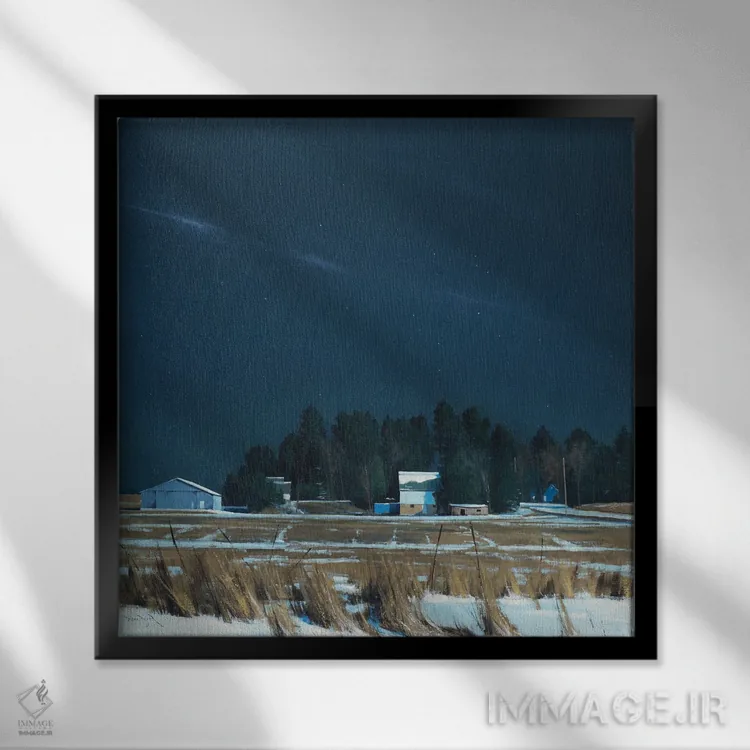 تابلو مزرعهٔ هوگو ساعت ۱ بامداد اثر بن بائر - نمای قابدار مشکی