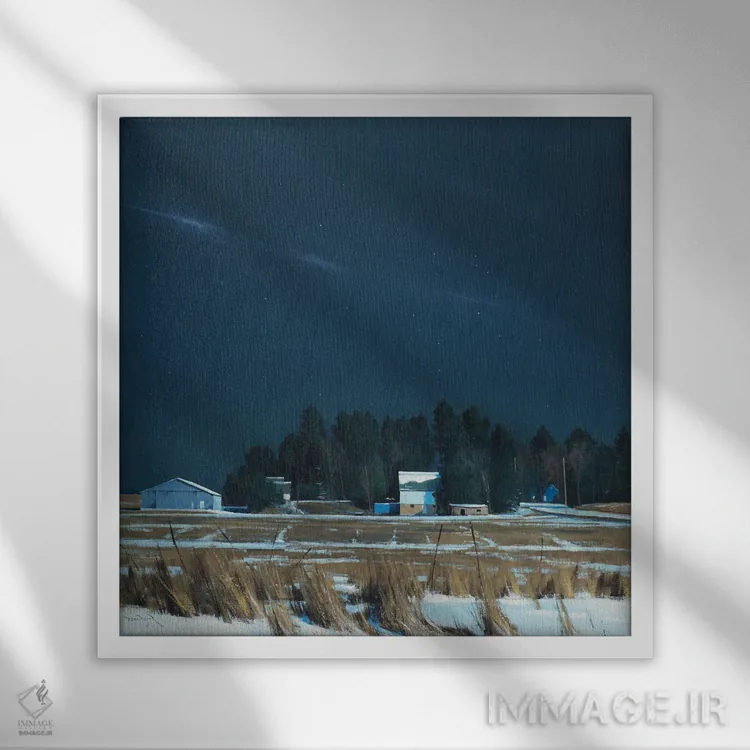 تابلو مزرعهٔ هوگو ساعت ۱ بامداد اثر بن بائر - نمای قابدار سفید