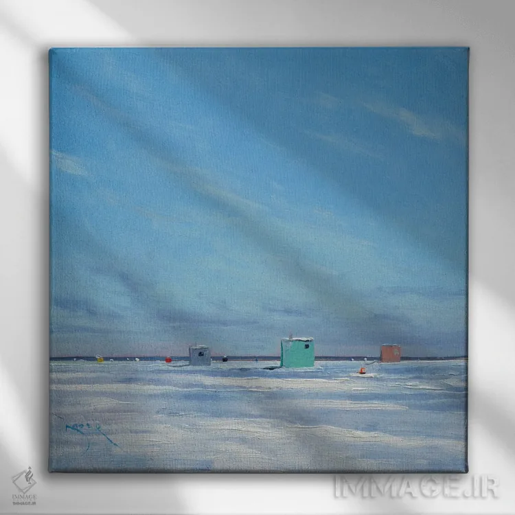 تابلو خانههای یخی بر دریاچه بنانا بار، میل لَیسس اثر بن بائر - نمای روبهرو روی دیوار