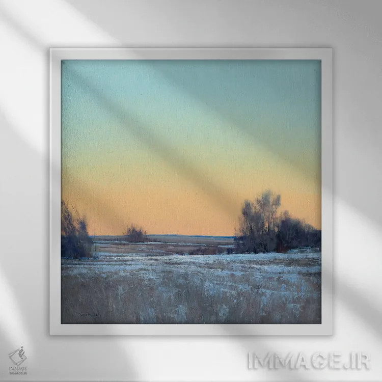 تابلو اواخر بعدازظهر مارس در لوری، مینهسوتا اثر بن بائر - نمای قابدار سفید