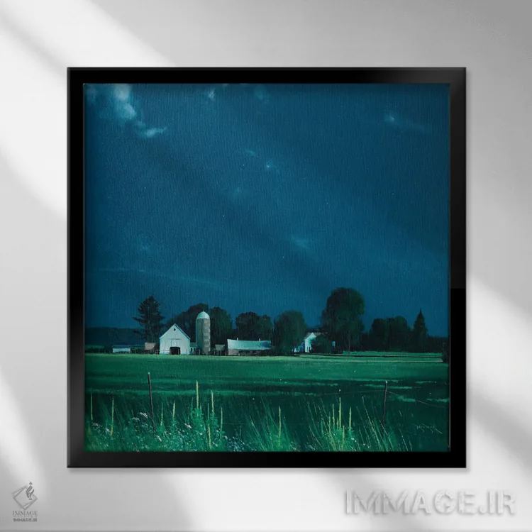 تابلو منظره مهتابی در کاشینگ اثر بن بائر - نمای قابدار مشکی