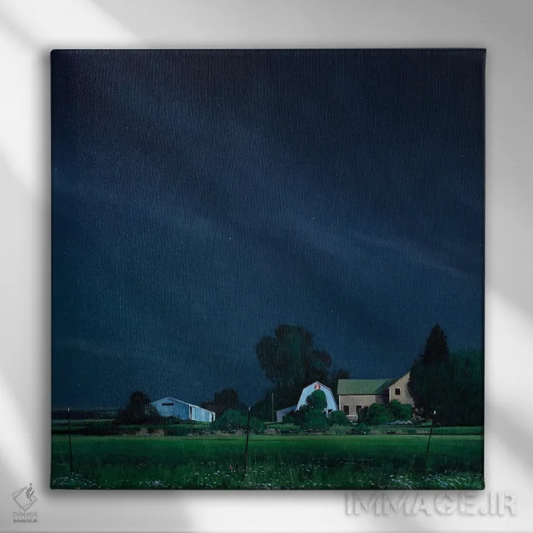 تابلو شب آرام زیر نور ماه اثر بن بائر - نمای روبهرو روی دیوار