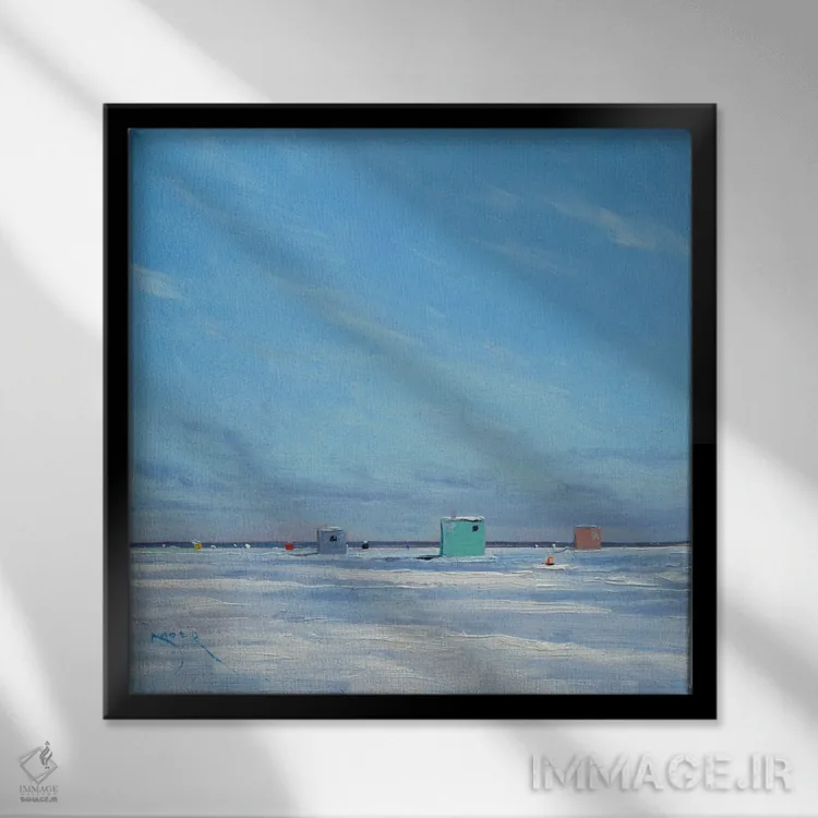 تابلو خانههای یخی بر دریاچه بنانا بار، میل لَیسس اثر بن بائر - نمای قابدار مشکی