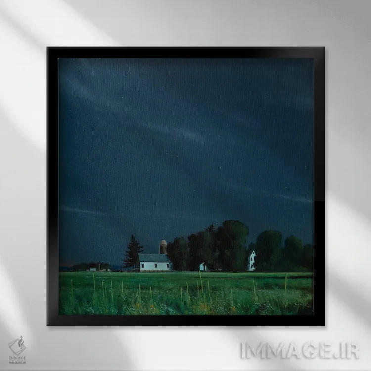 تابلو مرزهای شهری آیتکین در شب اثر بن بائر - نمای قابدار مشکی