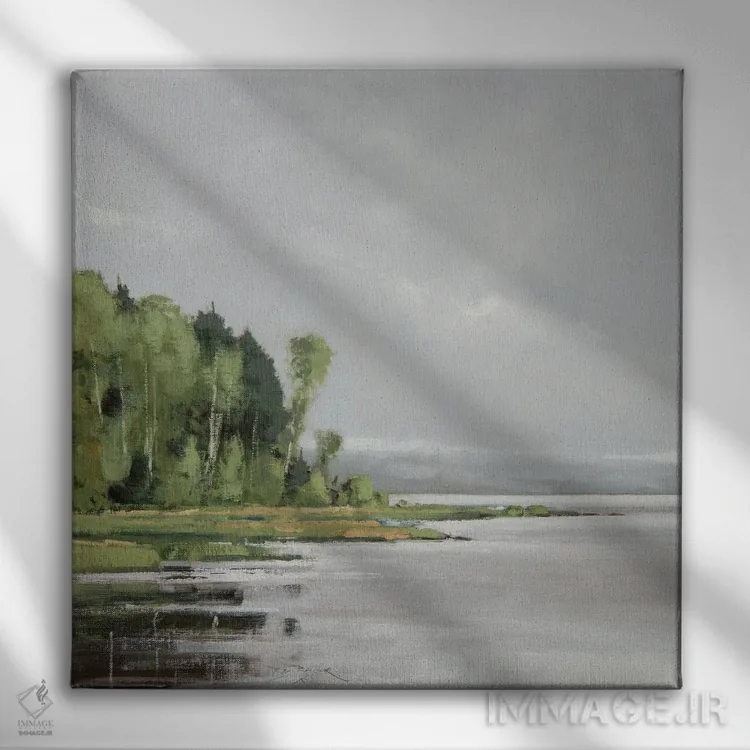 تابلو خلیج راولی، بندر بیلیز، ویسکانسین اثر بن بائر - نمای روبهرو روی دیوار