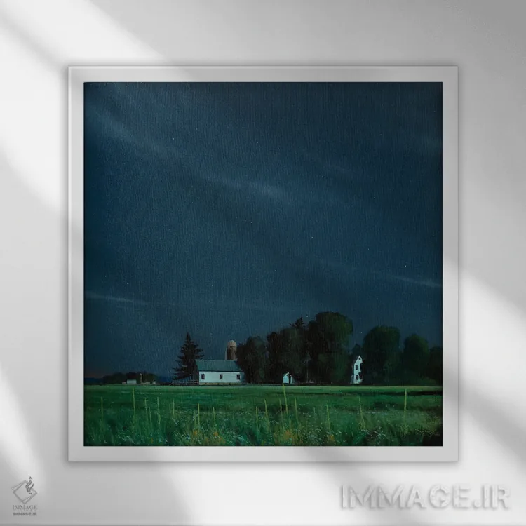 تابلو مرزهای شهری آیتکین در شب اثر بن بائر - نمای قابدار سفید