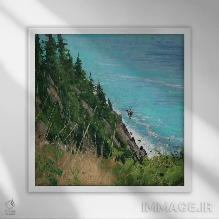 تابلو ساحل اورگان اثر بن بائر - نمای قابدار سفید