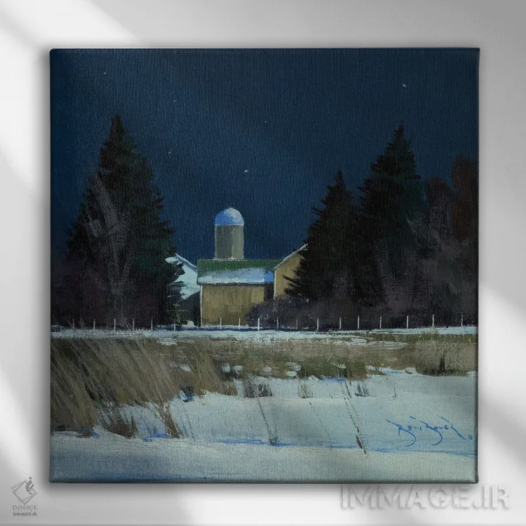 تابلو شبانهٔ بخش رودخانه راش اثر بن بائر - نمای روبهرو روی دیوار