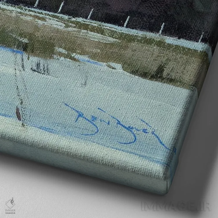 تابلو شبانهٔ بخش رودخانه راش اثر بن بائر - نمای نزدیک بافت بوم