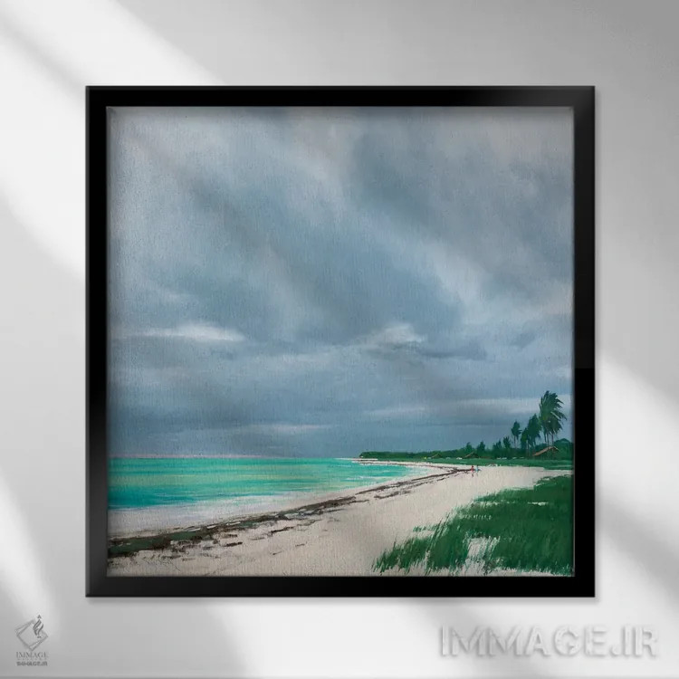 تابلو ساحل سنداسپور، فلوریدا اثر بن بائر - نمای قابدار مشکی