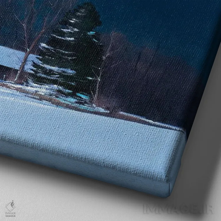 تابلو آرامش ساده مزرعه گرانت زیر نور ماه اثر بن بائر - نمای نزدیک بافت بوم