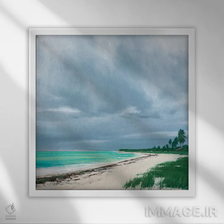 تابلو ساحل سنداسپور، فلوریدا اثر بن بائر - نمای قابدار سفید