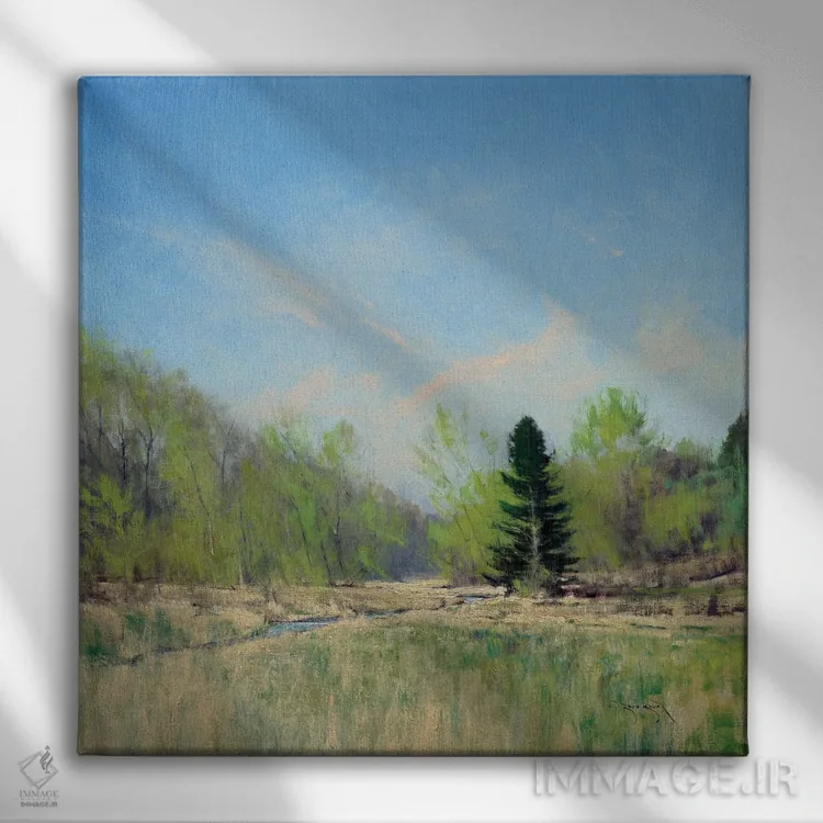 تابلو بهار در رودخانهٔ تریمبل اثر بن بائر - نمای روبهرو روی دیوار