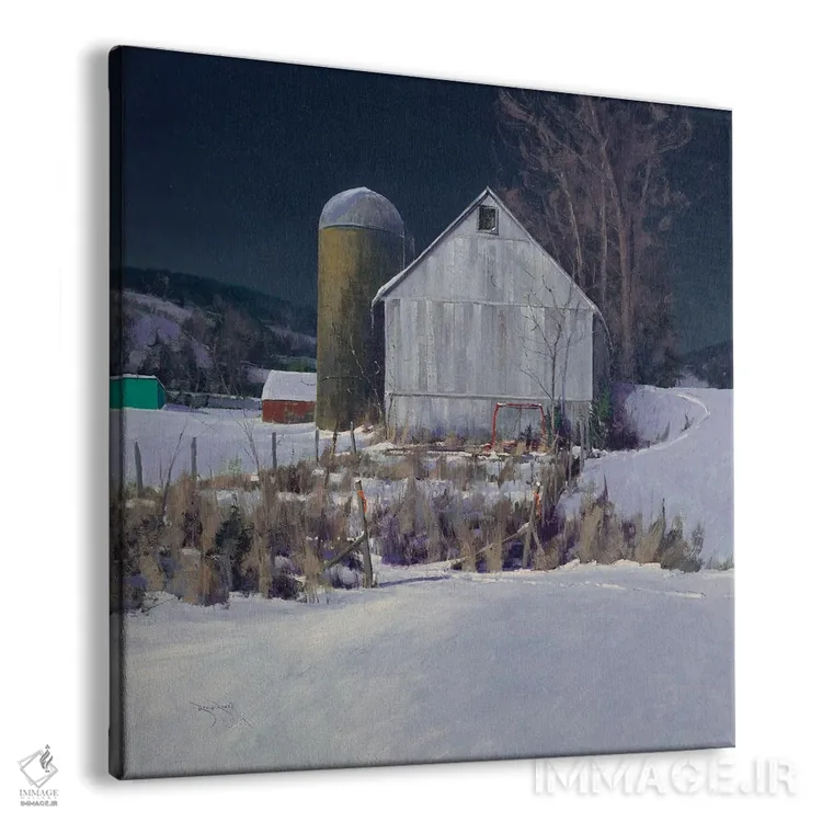 تابلو حیاط انبار بیدره در نیمهشب اثر بن بائر - نمای پرسپکتیو محصول