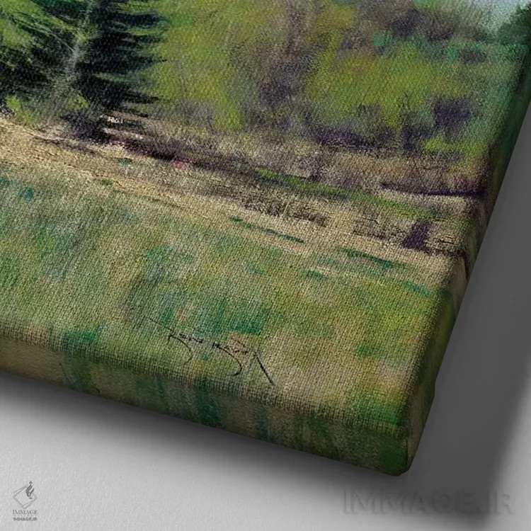 تابلو بهار در رودخانهٔ تریمبل اثر بن بائر - نمای نزدیک بافت بوم