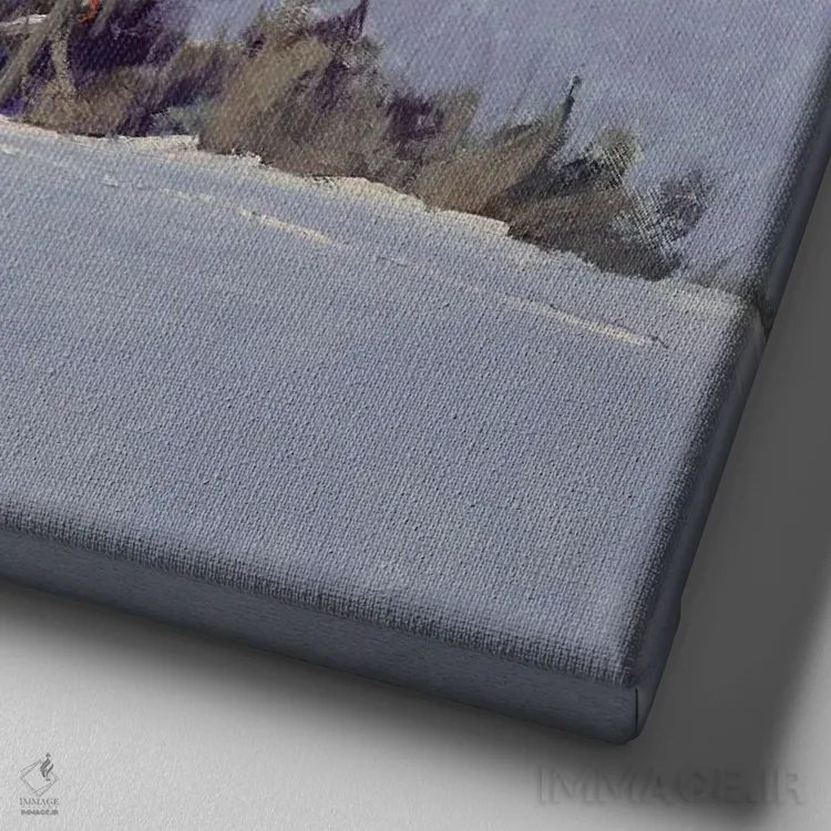 تابلو حیاط انبار بیدره در نیمهشب اثر بن بائر - نمای نزدیک بافت بوم