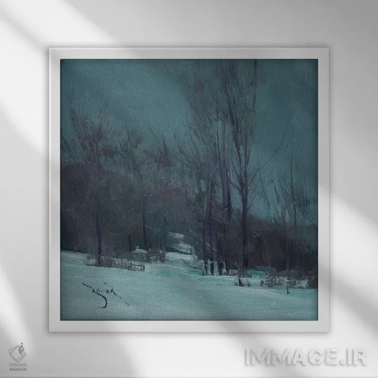 تابلو نوکتورن بلوین (قطعهٔ شبانه) اثر بن بائر - نمای قابدار سفید