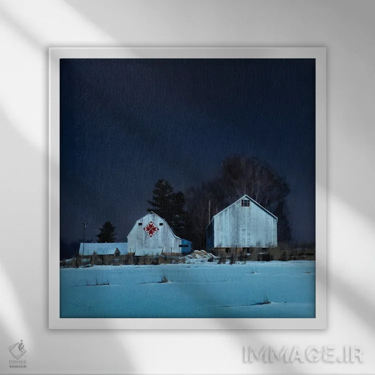 تابلو ستارهٔ نوردیک شهرستان بوفالو اثر بن بائر - نمای قابدار سفید