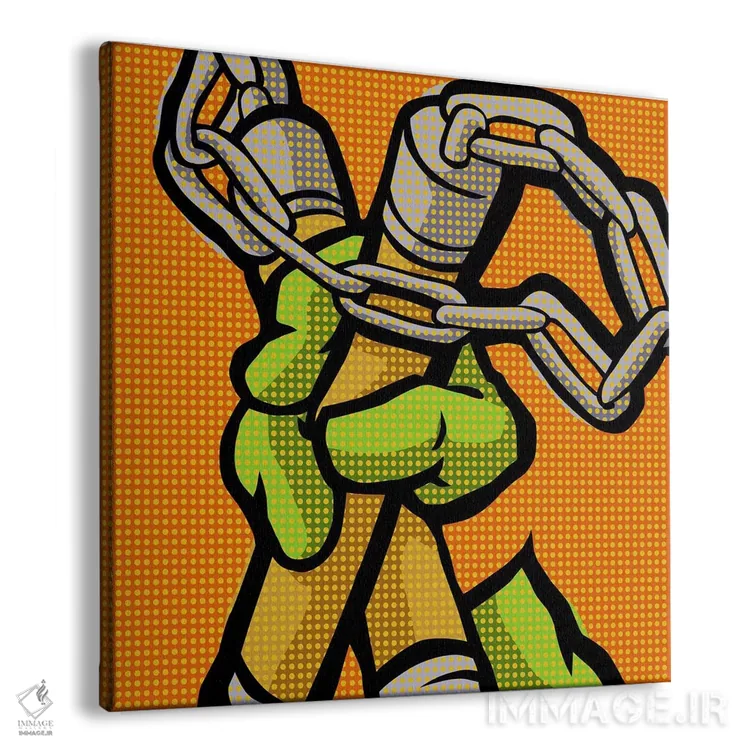 تابلو لاکپشتهای هنرهای رزمی پاپ روی اثر بوچر بیلی (هنرمند برزیلی پوپآرت) - نمای پرسپکتیو محصول