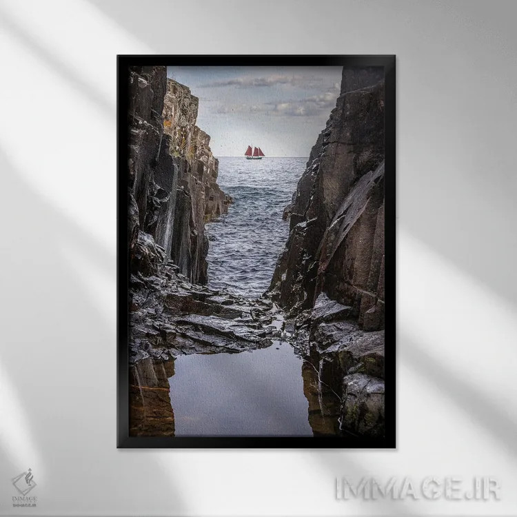 تابلو ماجراجویی فراتر از صخرهها اثر برایان بیلکه - نمای قابدار مشکی