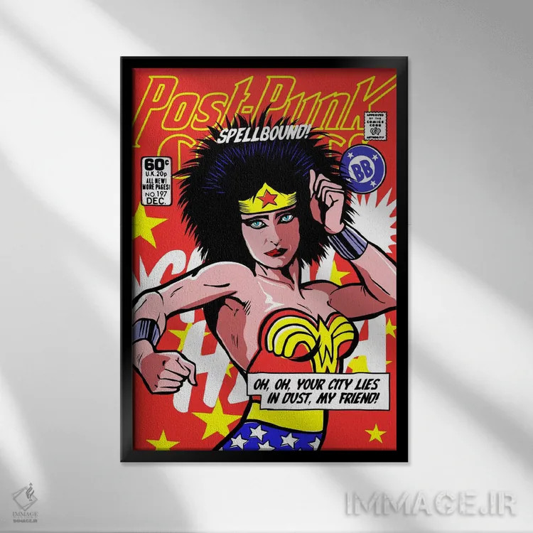 تابلو شگفتی پست-پانک (ژانر موسیقی) اثر بوچر بیلی (هنرمند برزیلی پوپآرت) - نمای قابدار مشکی