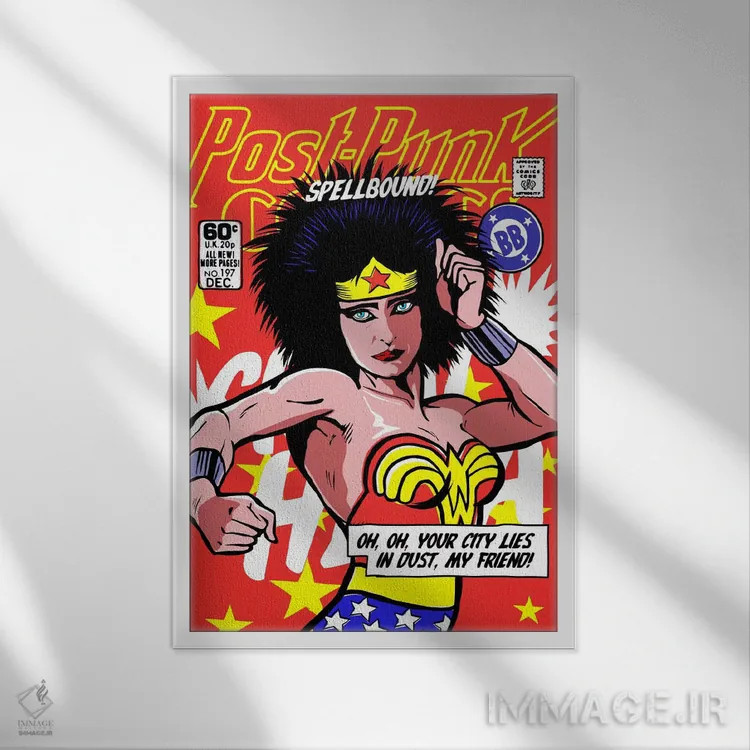 تابلو شگفتی پست-پانک (ژانر موسیقی) اثر بوچر بیلی (هنرمند برزیلی پوپآرت) - نمای قابدار سفید