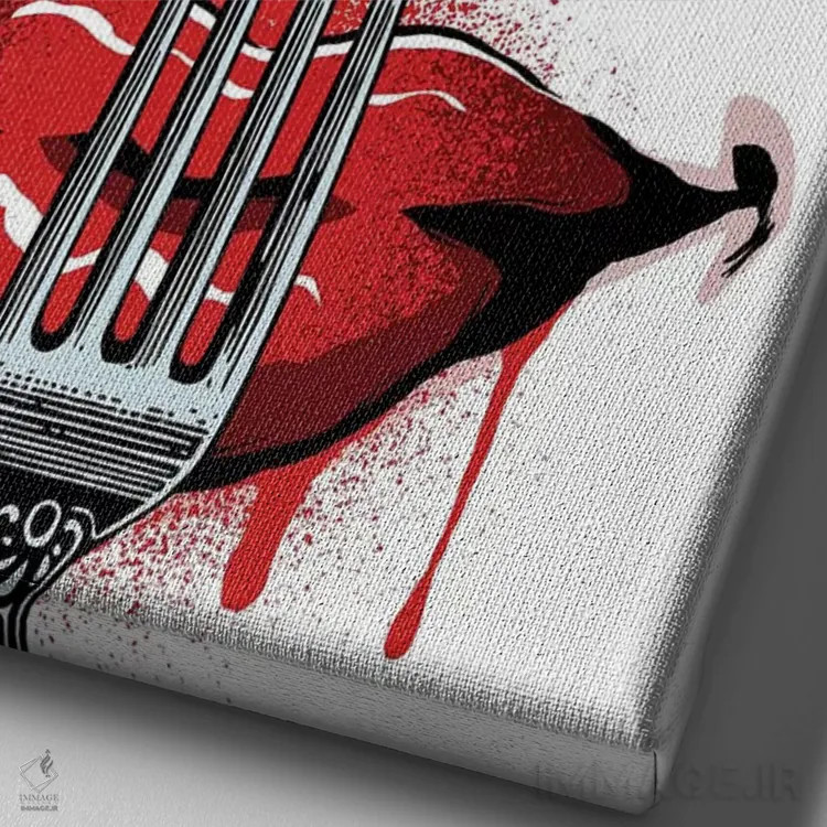 تابلو شکارچی مردان (مانایتِر) اثر بوچر بیلی (هنرمند برزیلی پوپآرت) - نمای نزدیک بافت بوم