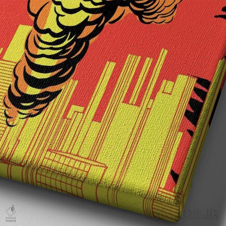 تابلو رباتها اثر بوچر بیلی (هنرمند برزیلی پوپآرت) - نمای نزدیک بافت بوم