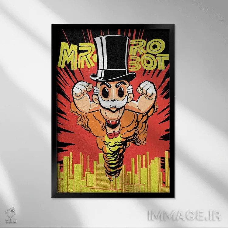 تابلو رباتها اثر بوچر بیلی (هنرمند برزیلی پوپآرت) - نمای قابدار مشکی