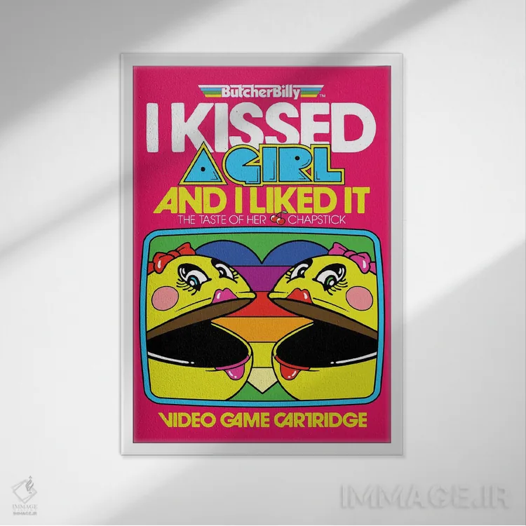 تابلو بوسه اثر بوچر بیلی (هنرمند برزیلی پوپآرت) - نمای قابدار سفید