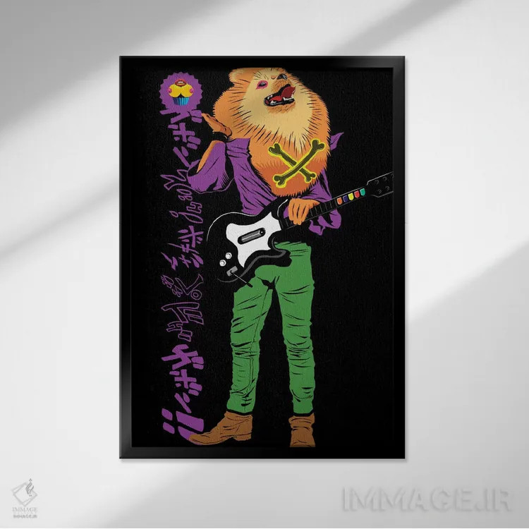 تابلو سگهای راک پامرانین اثر بوچر بیلی (هنرمند برزیلی پوپآرت) - نمای قابدار مشکی