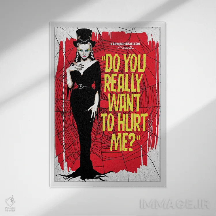 تابلو عنکبوت اثر بوچر بیلی (هنرمند برزیلی پوپآرت) - نمای قابدار سفید