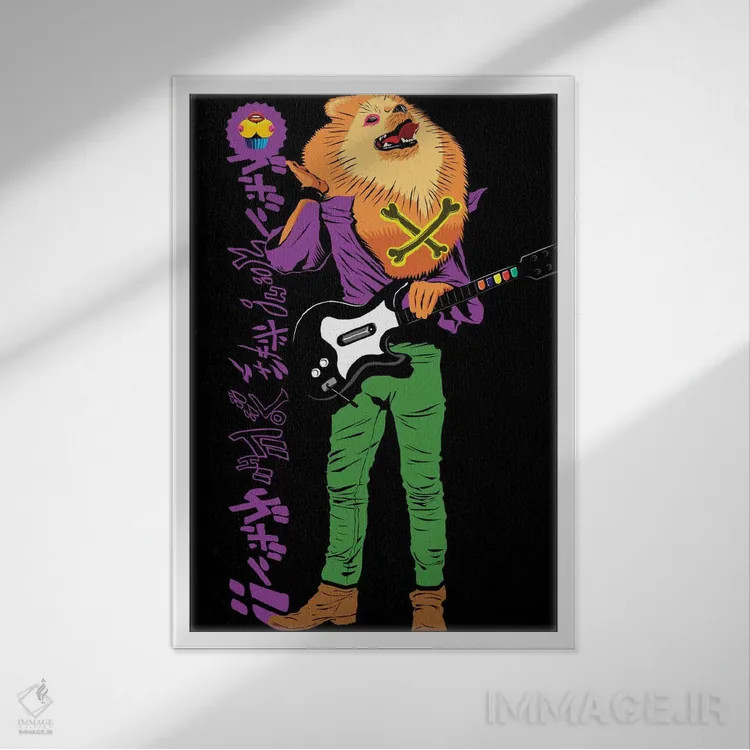 تابلو سگهای راک پامرانین اثر بوچر بیلی (هنرمند برزیلی پوپآرت) - نمای قابدار سفید